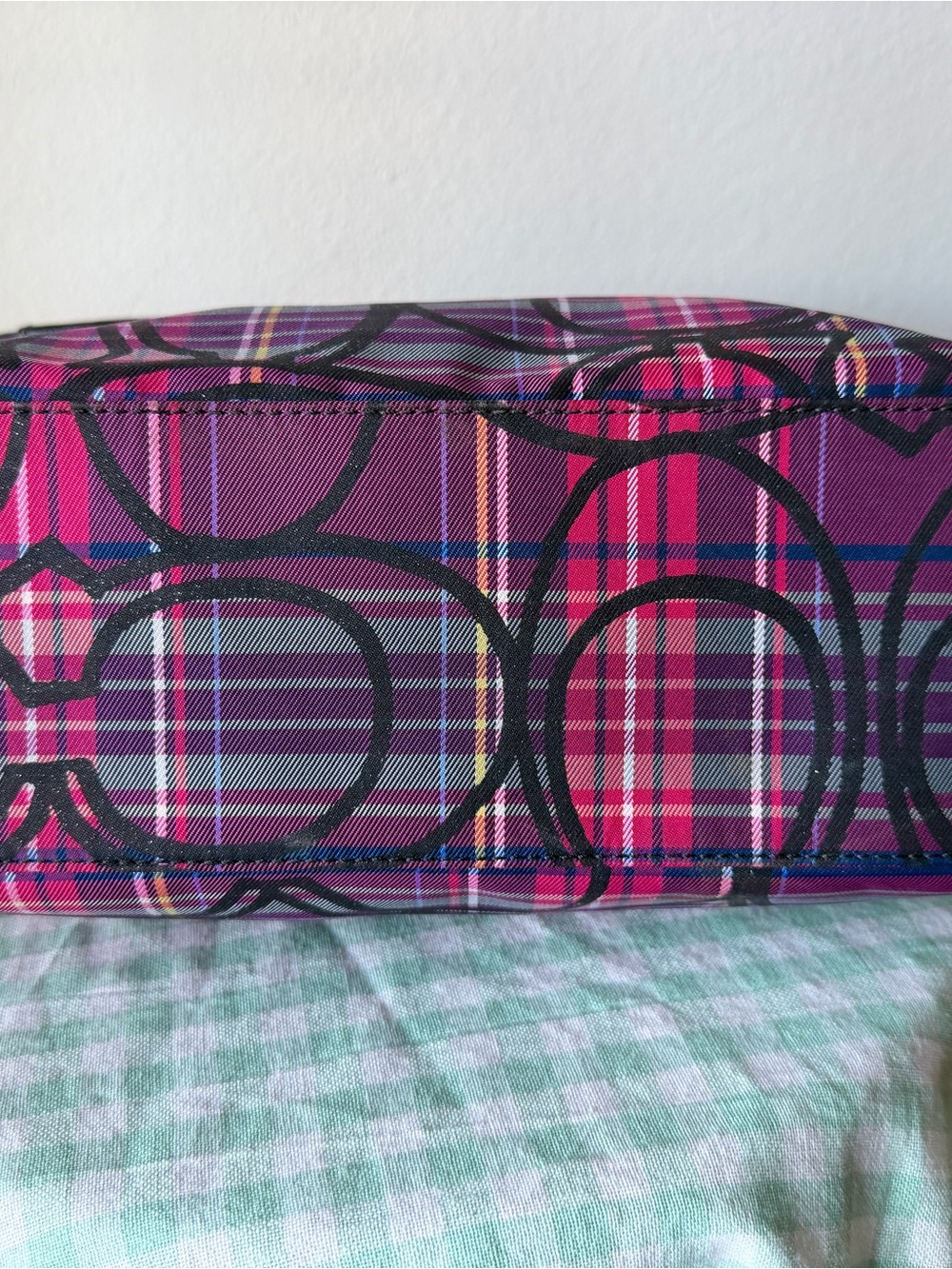 BUNDLE Coach Poppy Tartan Purple and Pink Plaid Tote Bag and Wallet Set F15229 - Picture 3 of 15